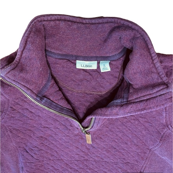 LL Bean Quilted Mock Neck Quarter Zip Kangaroo Pocket Women Size Petite Medium - Picture 5 of 8